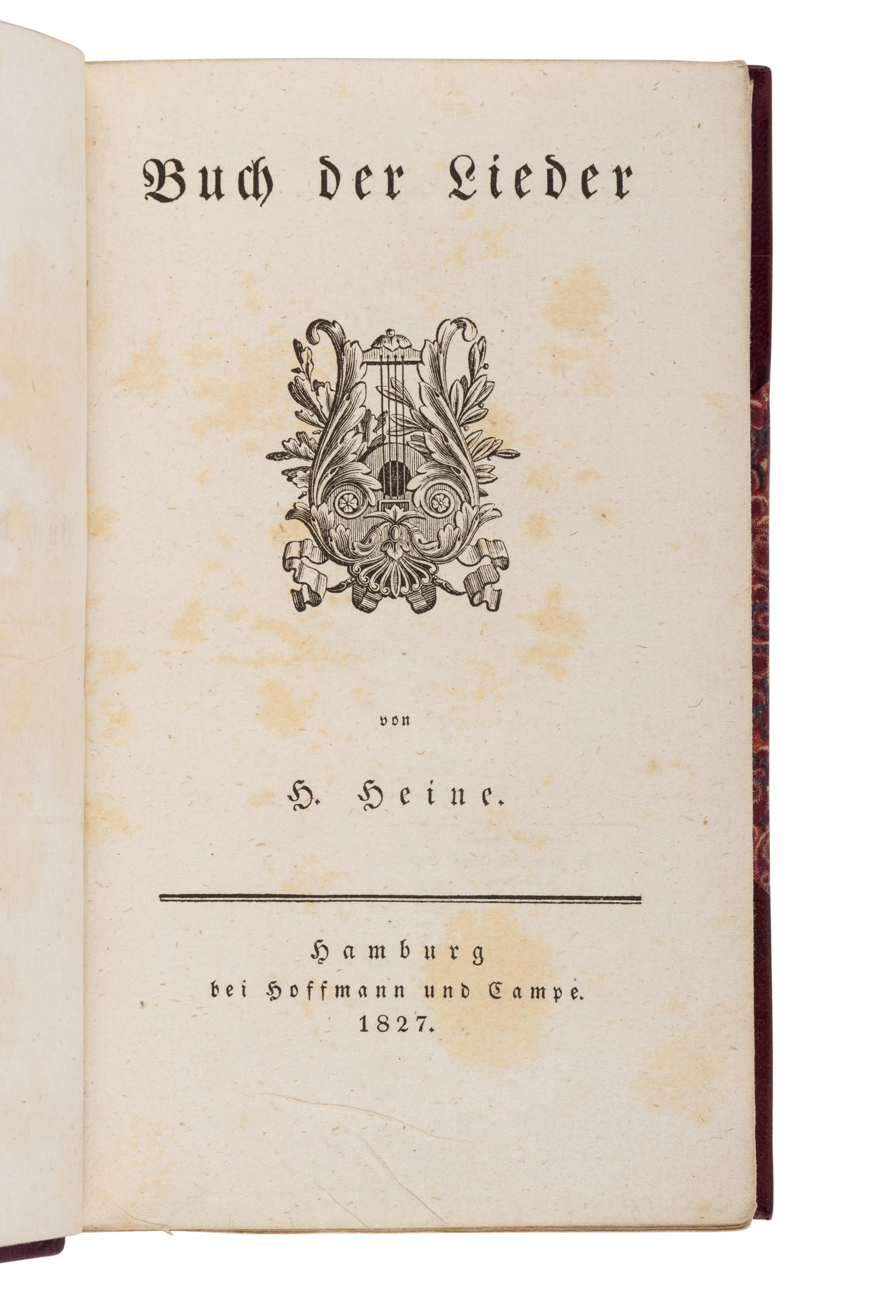 HEINE, Heinrich (1797-1856). Buch der Lieder . Hamburg: Hoffmann und Campe, 1827.