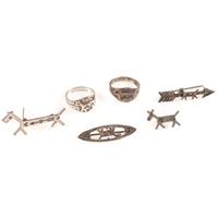 Fred Harvey Era Silver Canine Themed Pins and Rings