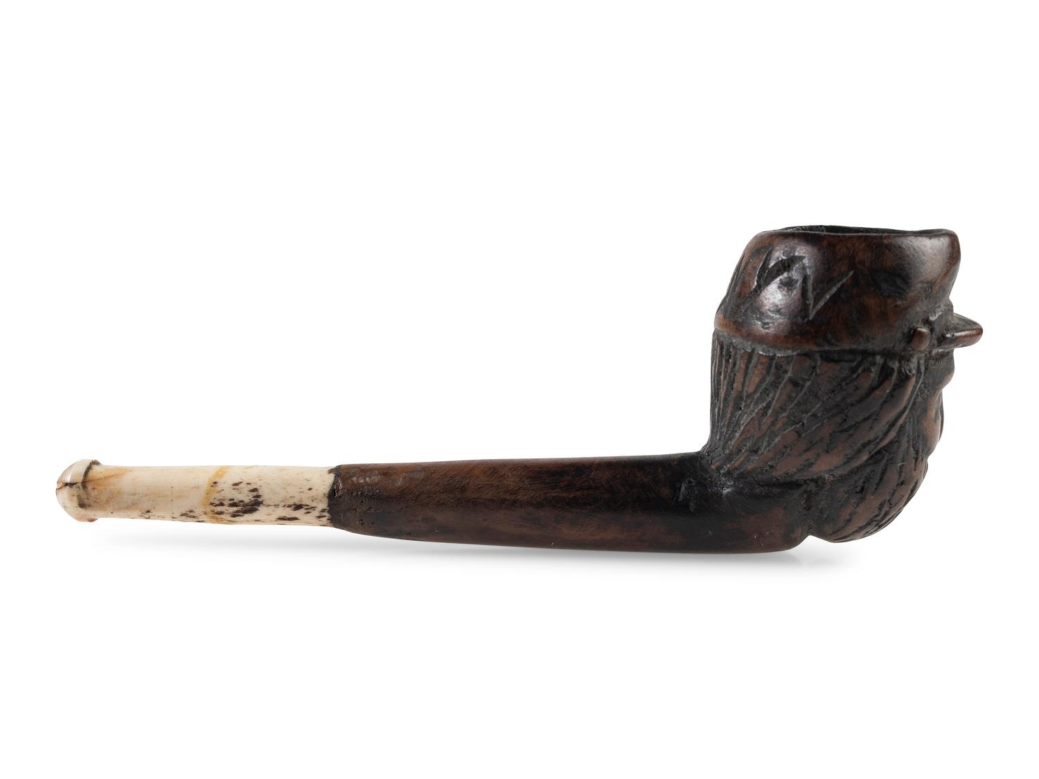 Civil War soldier folk art carved pipe identified to the 117th New York Volunteers.