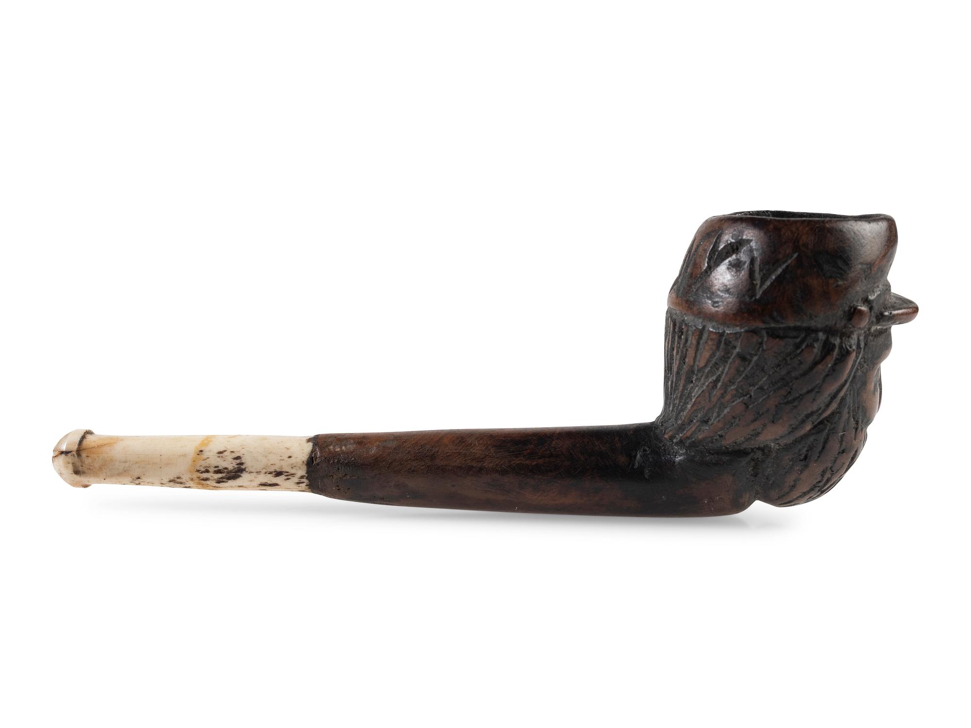 Civil War soldier folk art carved pipe identified to the 117th New York Volunteers.