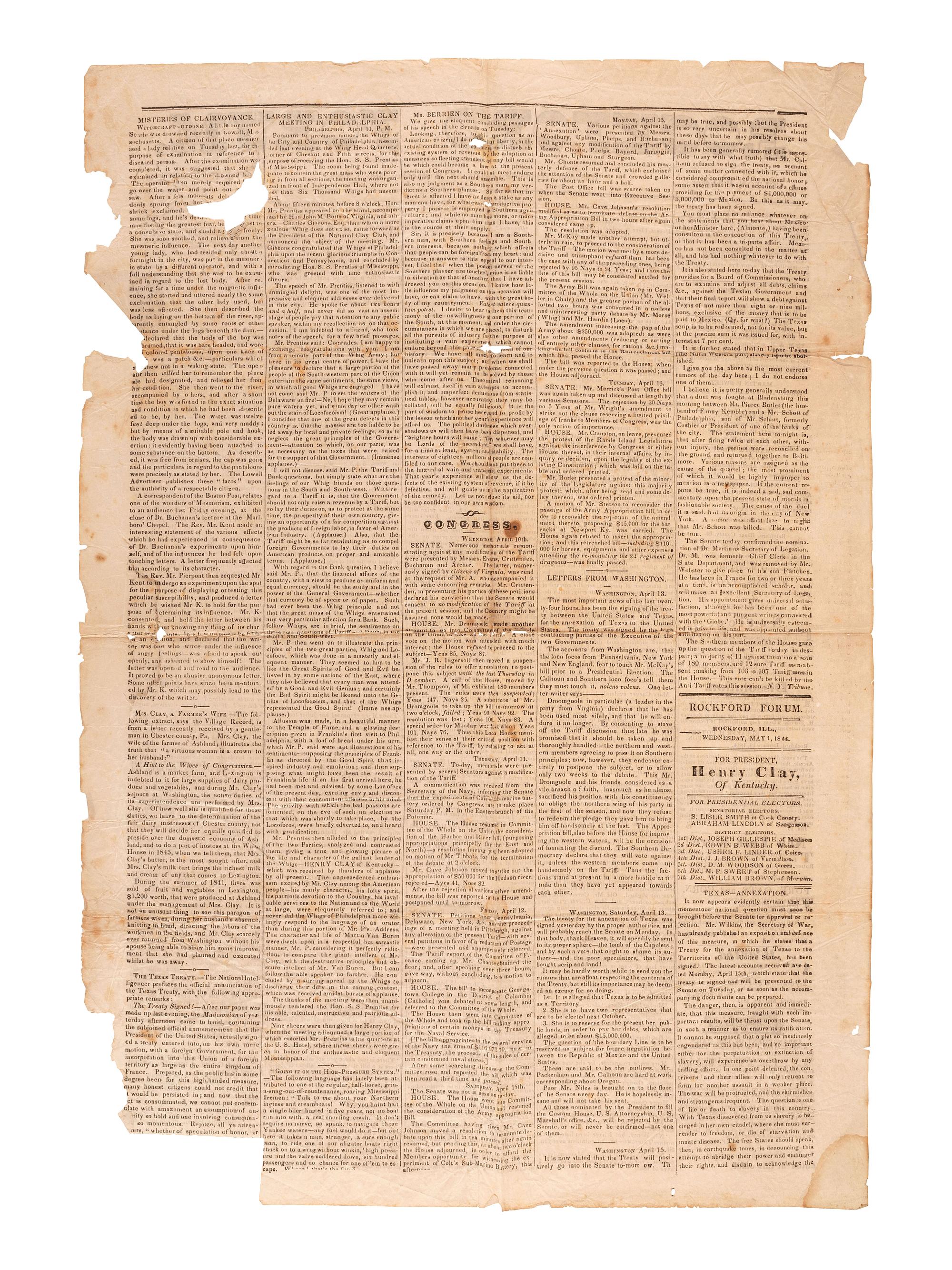 [LINCOLN, Abraham (1809-1865)]. A group of 2 Illinois newspapers with references to Lincoln, comprising: