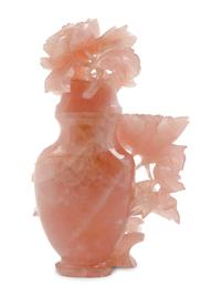A Chinese Carved Rose Quartz Lidded Vase