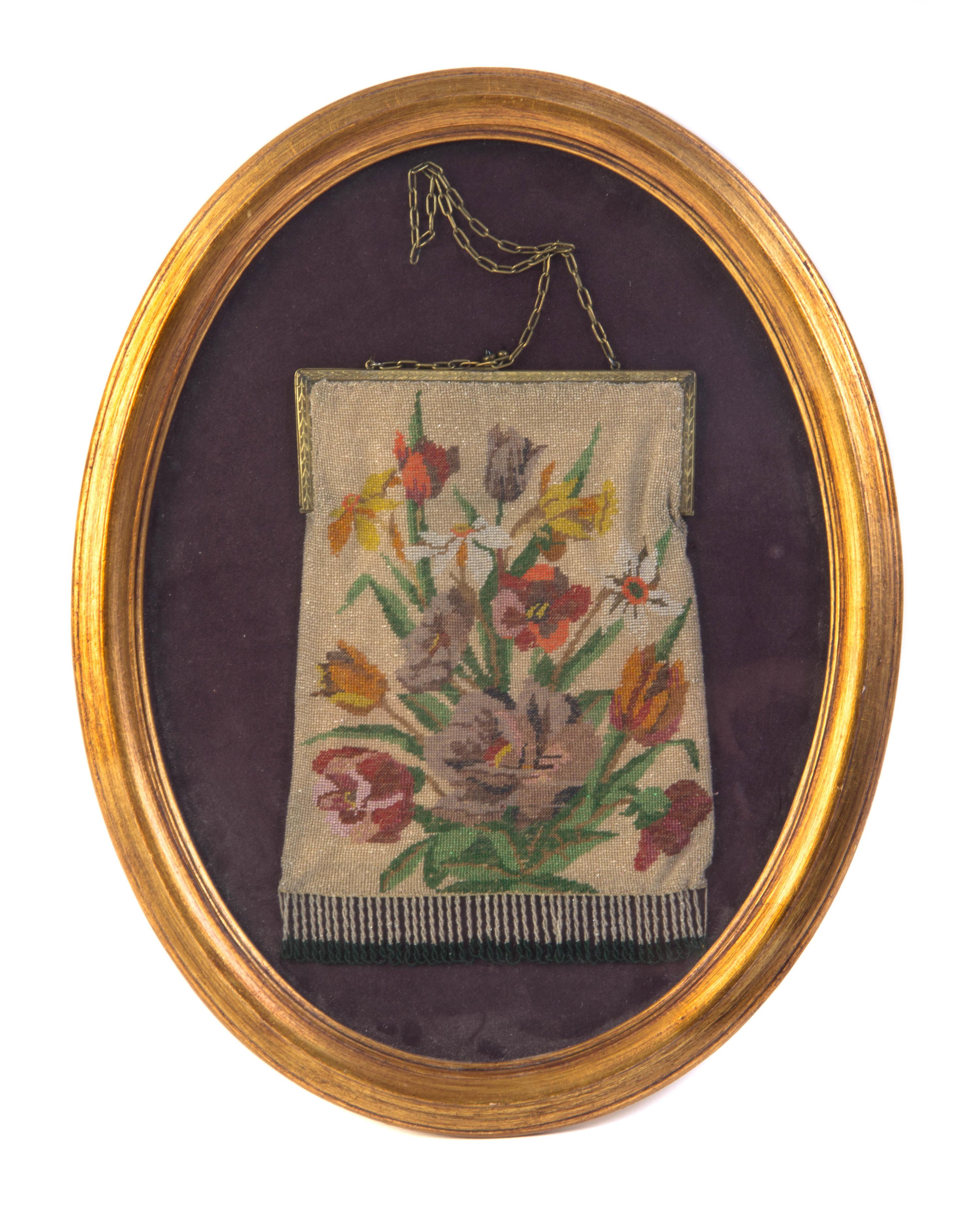 A Victorian Beaded Handbag, Height of bag 9 inches.