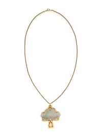 YELLOW GOLD, JADE, AND CORAL NECKLACE