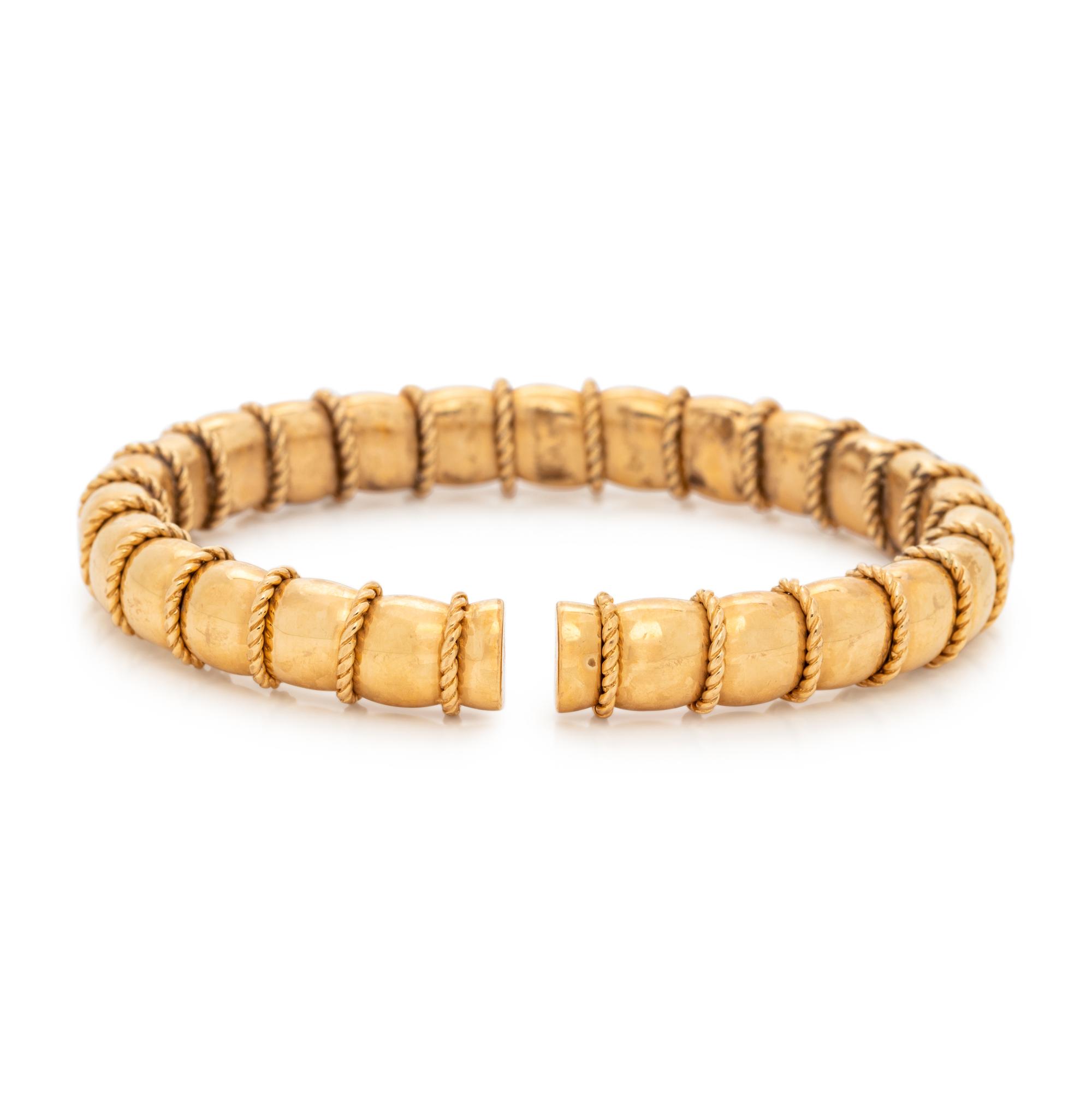 YELLOW GOLD AND DIAMOND FLEXIBLE CUFF BRACELET