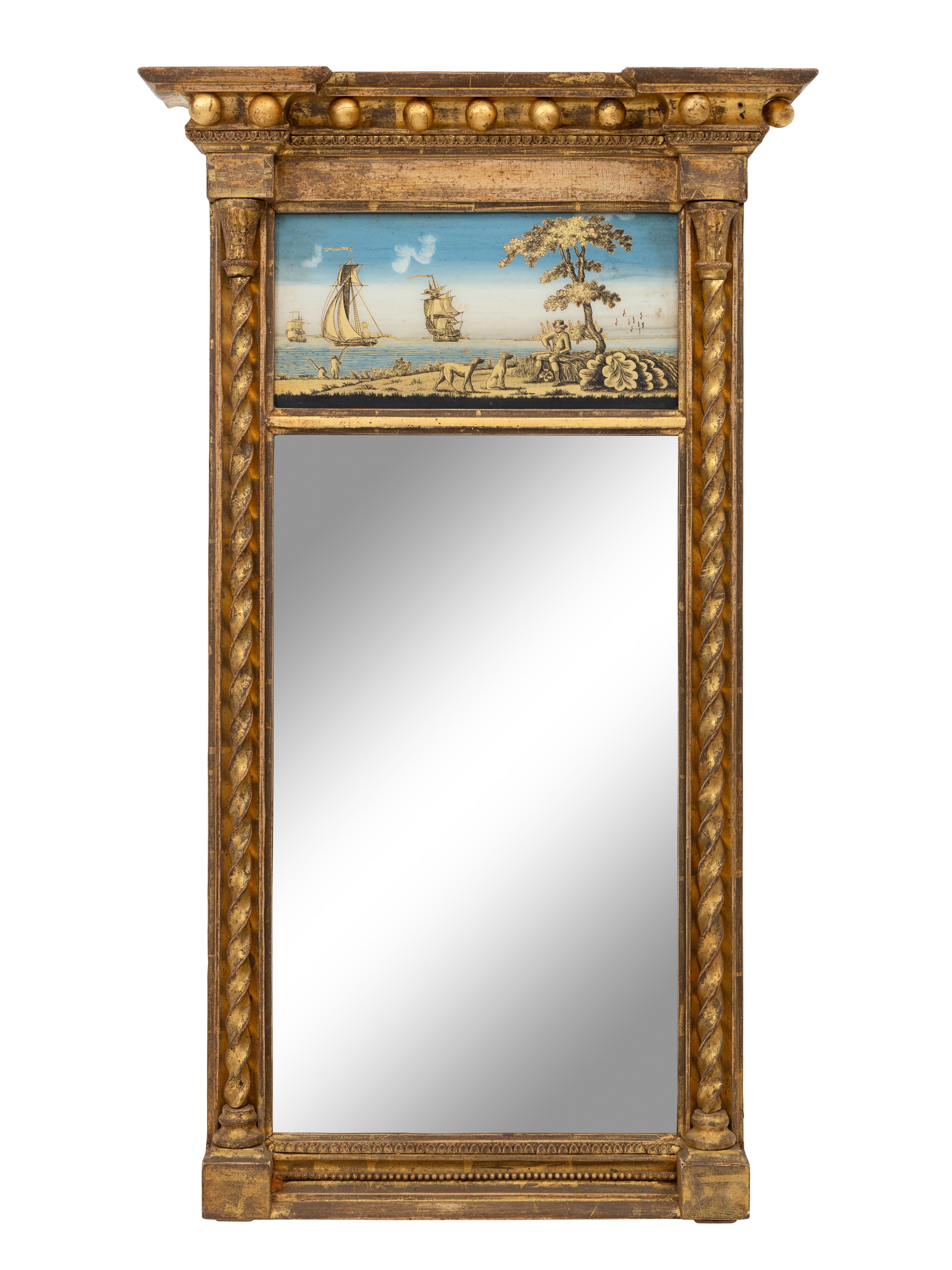 Two Federal Giltwood and Eglomise Pier Glasses