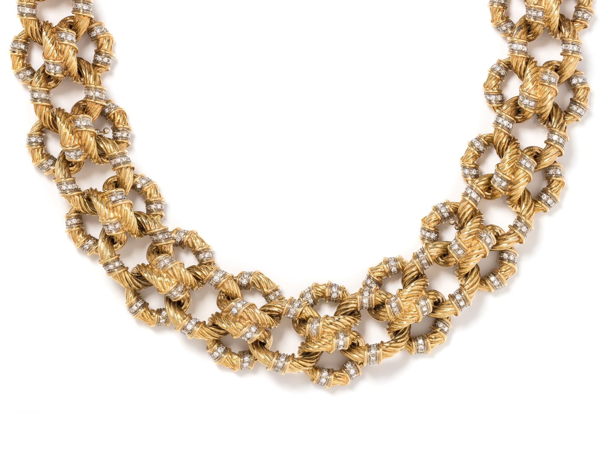 YELLOW GOLD AND DIAMOND CONVERTIBLE NECKLACE