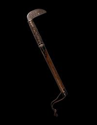 A Japanese Iron and Lacquered Wood Sickle