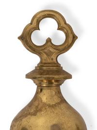 A Pair of Gothic Style Brass Three-Light Sconces