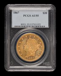 A United States 1867 Liberty Head $20 Gold Coin