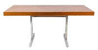 A Walnut and Chromed Omega Desk, Hans Eichenberger for Stendig Height 28 3/4 inches.