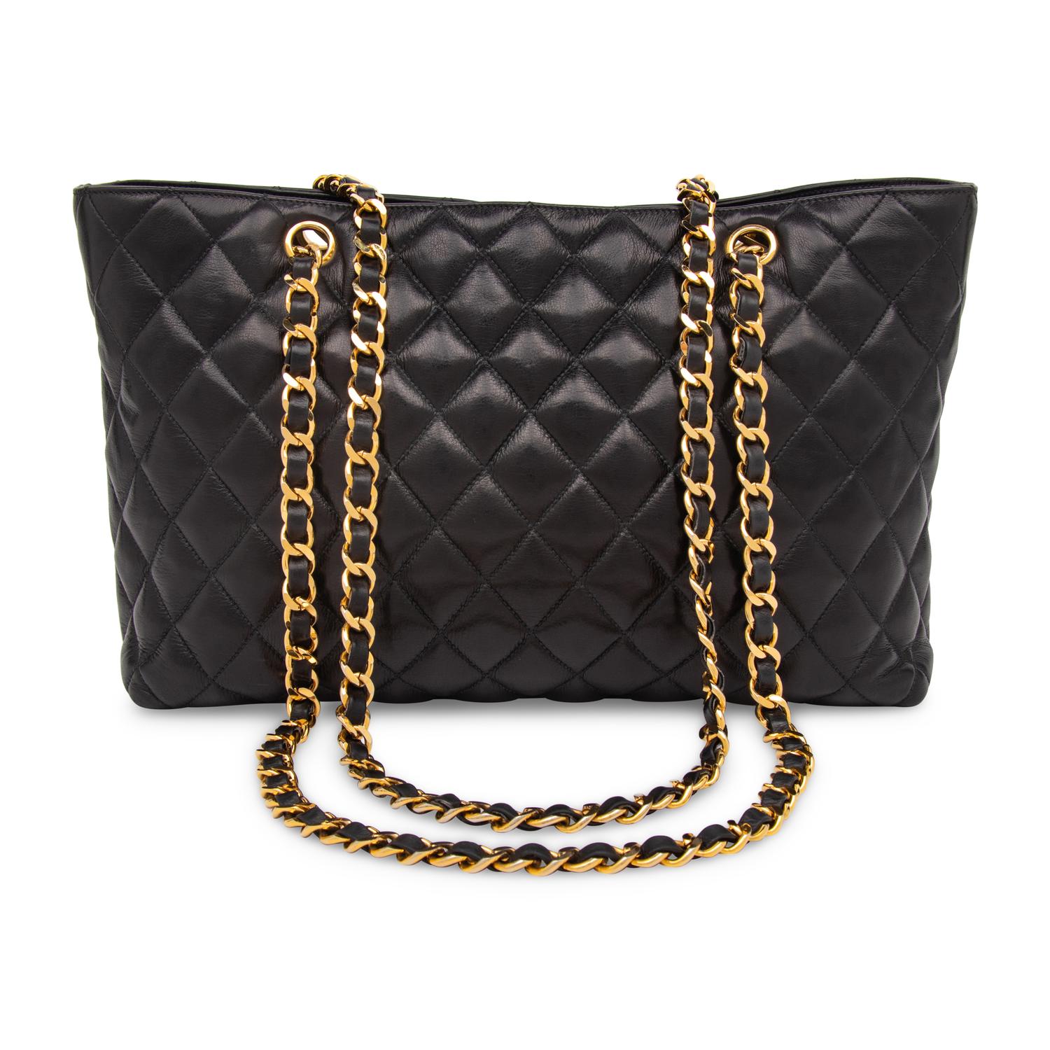 Chanel, Quilted Black Leather Tote