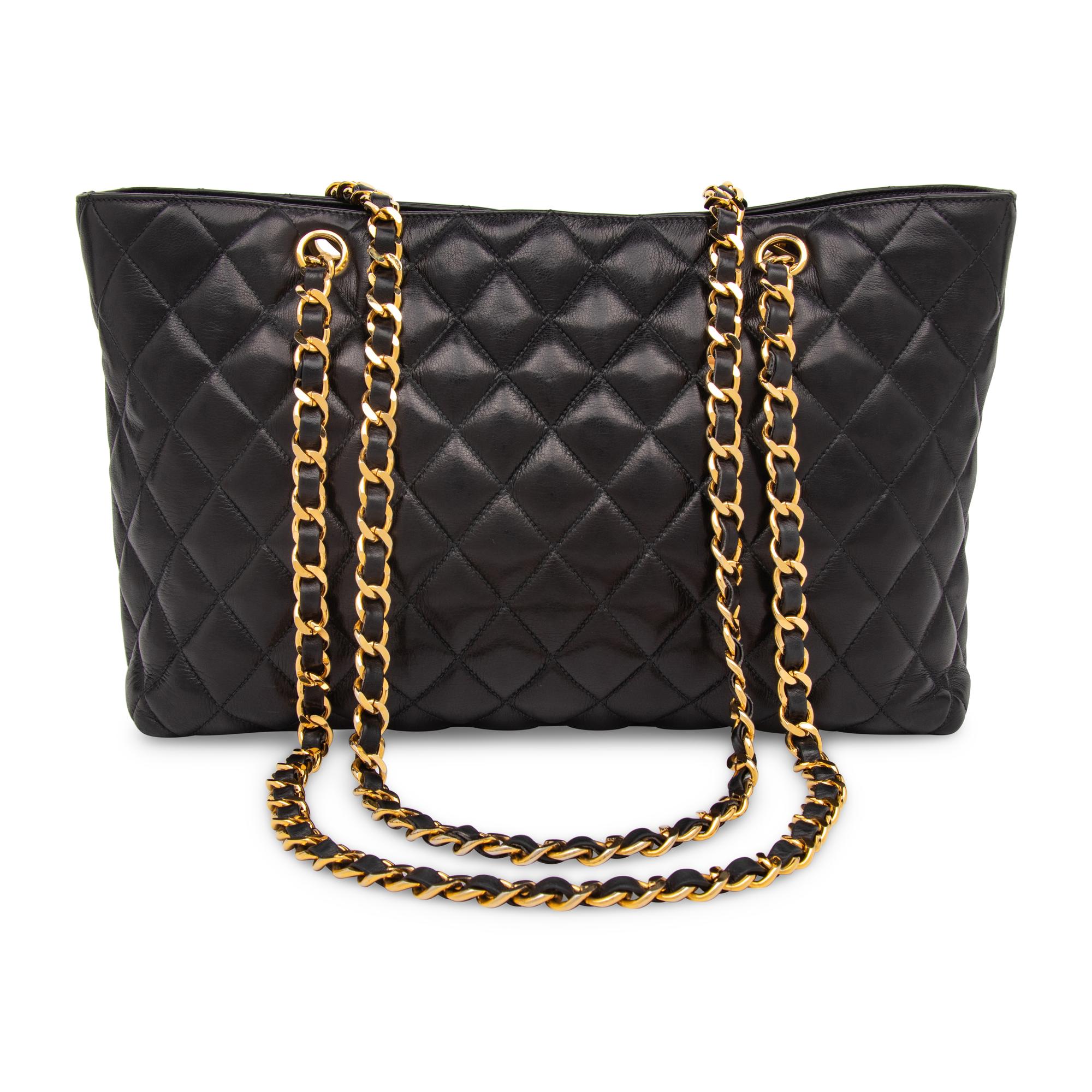 Chanel, Quilted Black Leather Tote