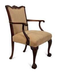 A George II Style Mahogany Open Armchair — 20TH CENTURY