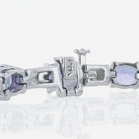A 14K white gold, tanzanite, and diamond bracelet