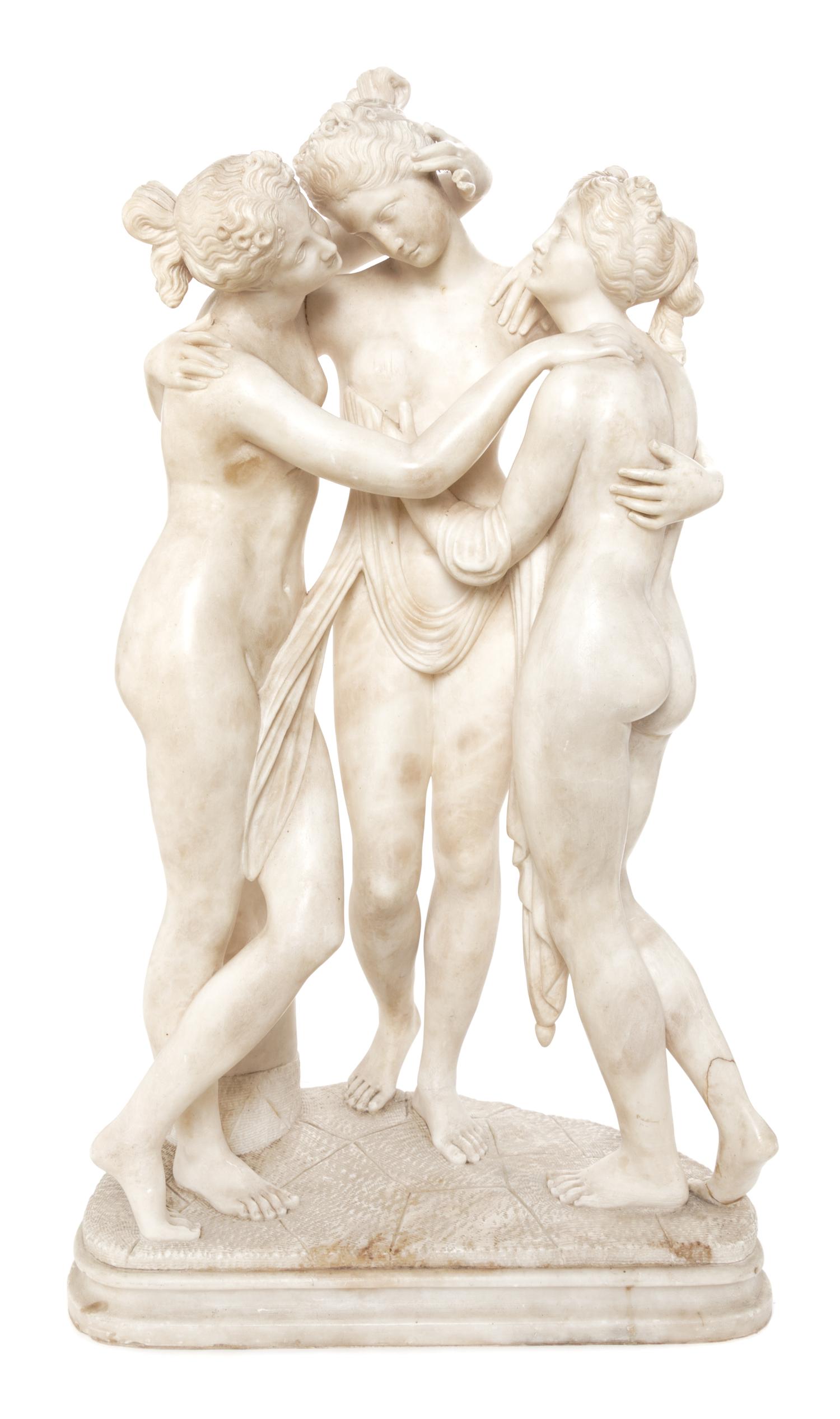 A Continental Marble Figural Group Height 23 3/4 inches.