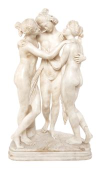 A Continental Marble Figural Group Height 23 3/4 inches.