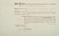 [NEW YORK]. CLINTON, DeWitt (1769-1828). Document signed ("DeWitt Clinton"), as Governor of New York. Albany, NY, 21 March 1821.