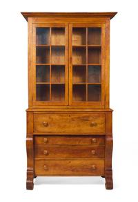 A Classical Tiger Maple Secretary Bookcase