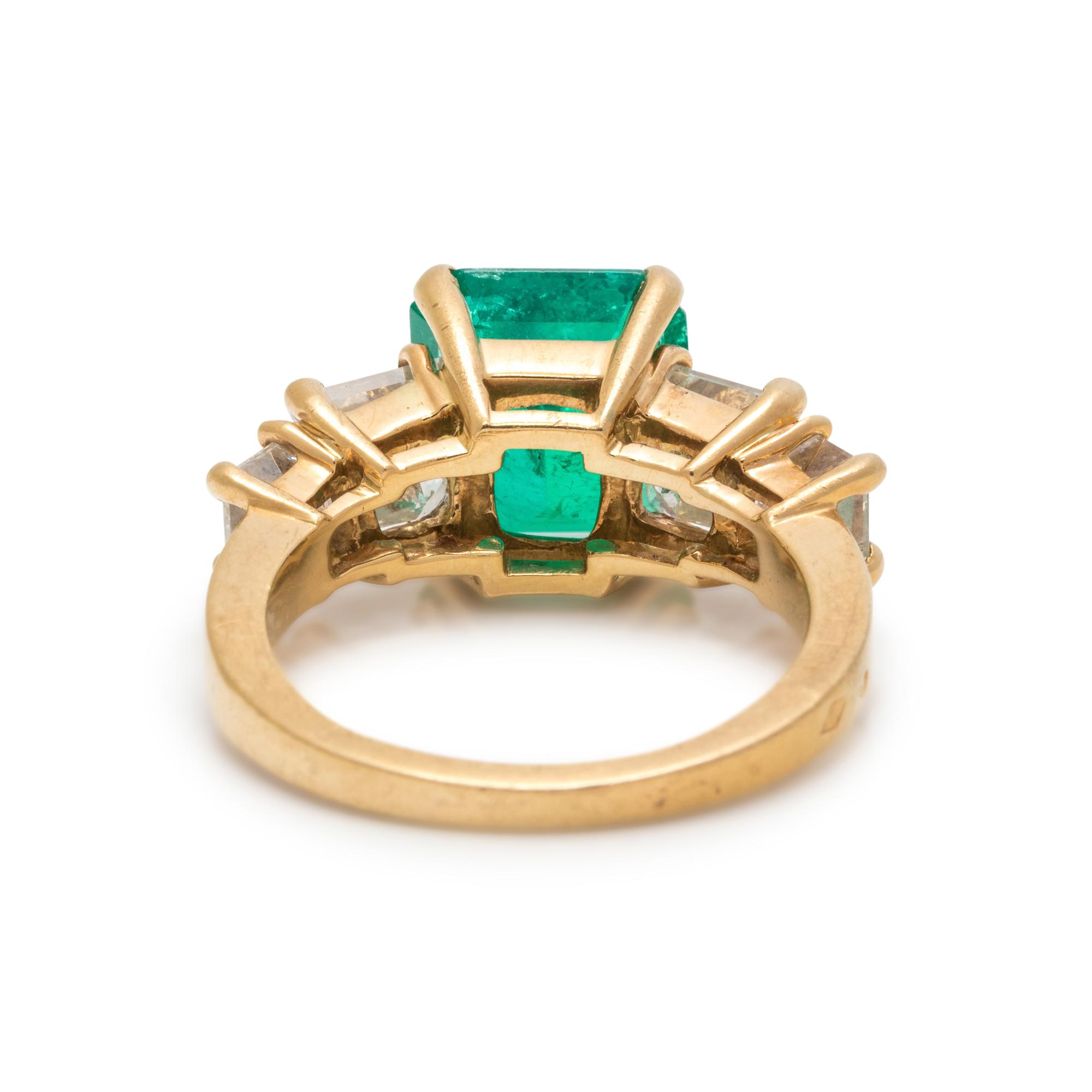 FRENCH, COLOMBIAN EMERALD AND DIAMOND RING