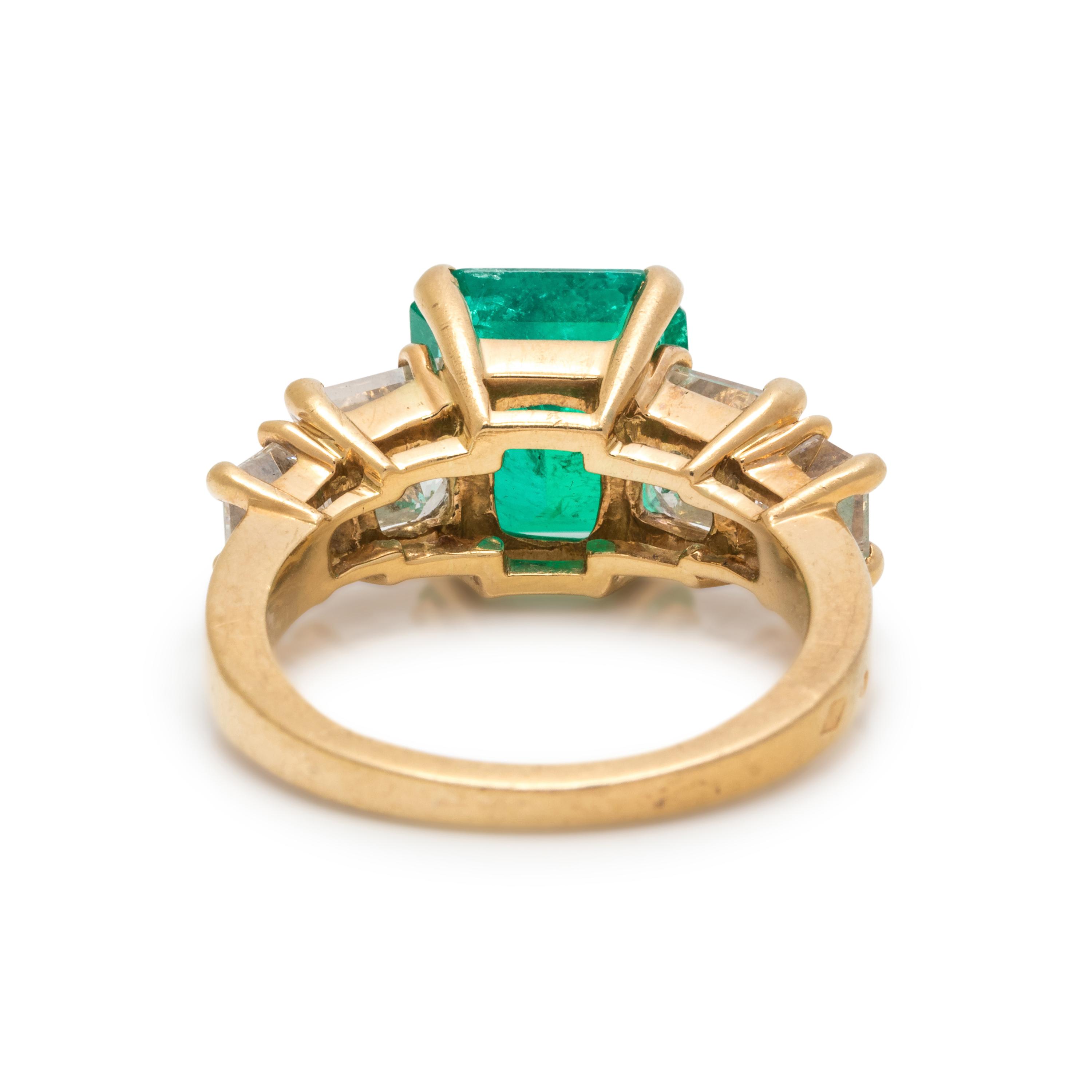 FRENCH, COLOMBIAN EMERALD AND DIAMOND RING