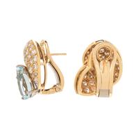 AQUAMARINE AND DIAMOND EARCLIPS