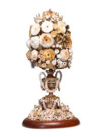 A Victorian Shell Encrusted Bouquet of Flowers