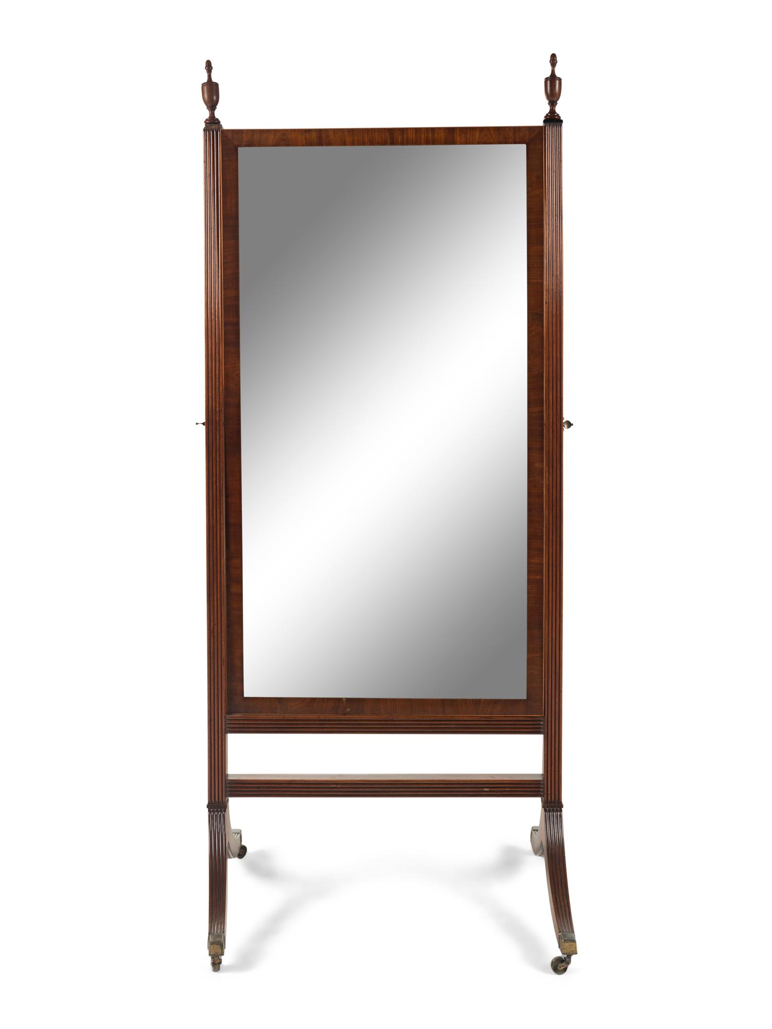 An Edwardian Mahogany Cheval Mirror