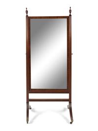 An Edwardian Mahogany Cheval Mirror