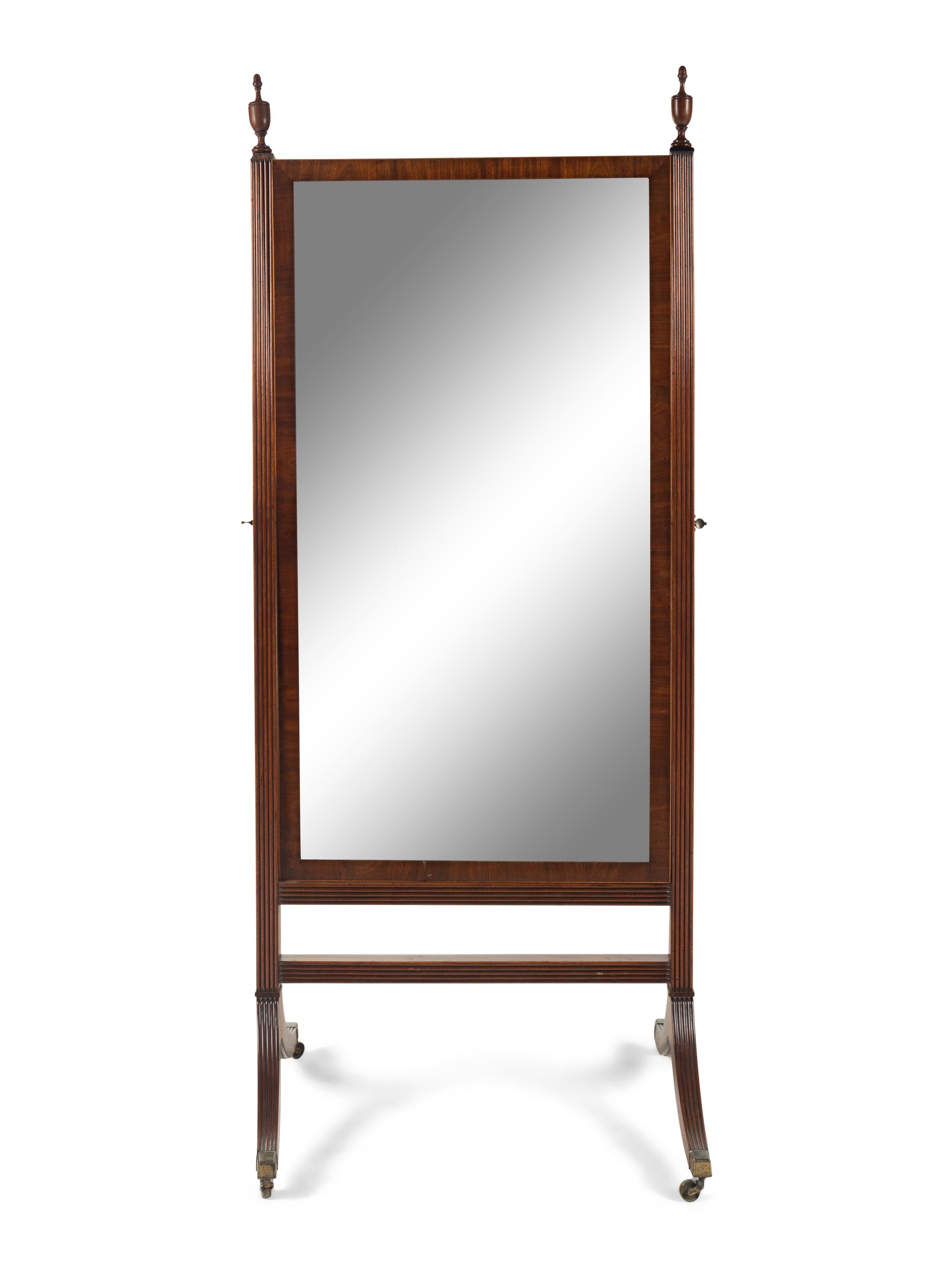 An Edwardian Mahogany Cheval Mirror