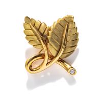 TIFFANY & CO., YELLOW GOLD LEAF BROOCH