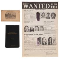 [CRIME AND PUNISHMENT]. A group of 5 items related to law enforcement, including Patty Hearst FBI wanted poster.