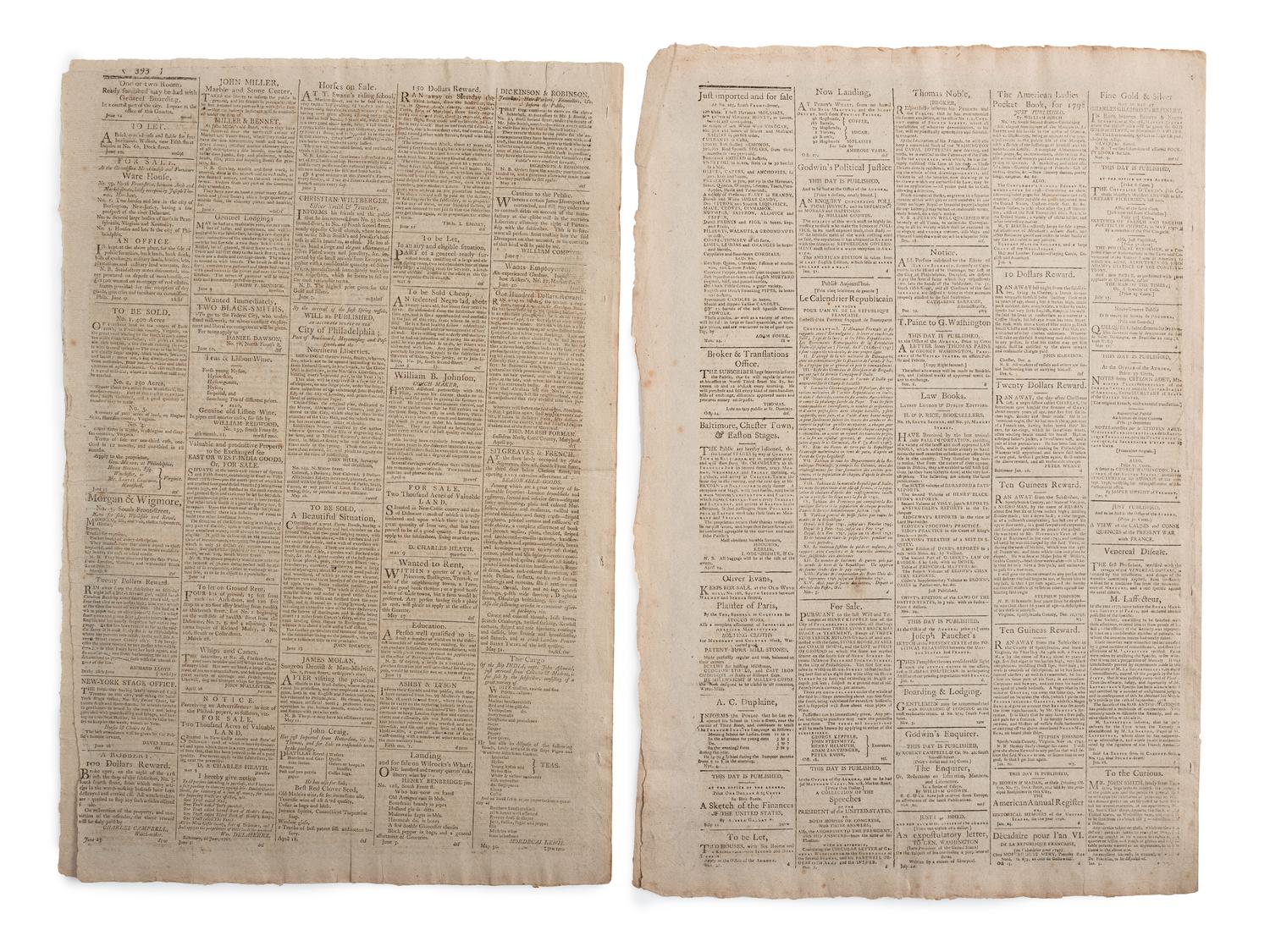 [SLAVERY & ABOLITION]. A group of 12 pre-Civil War newspapers with advertisements for for self-emancipated freedom seekers, comprising: