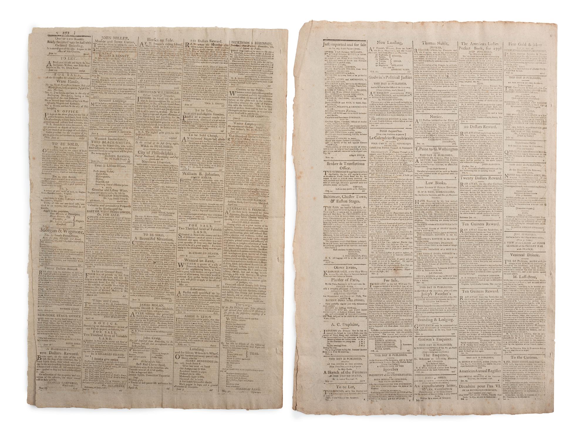 [SLAVERY & ABOLITION]. A group of 12 pre-Civil War newspapers with advertisements for for self-emancipated freedom seekers, comprising: