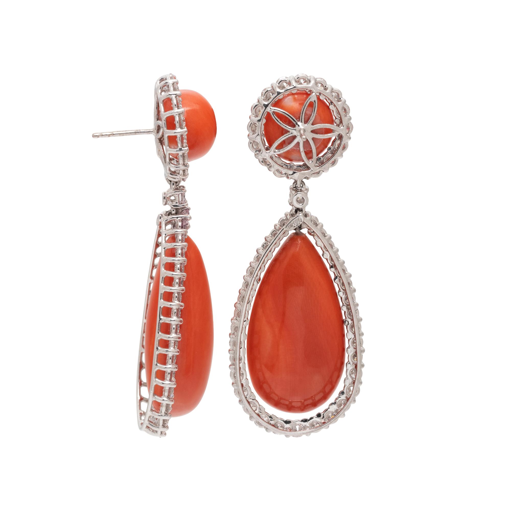 CORAL AND DIAMOND EARRINGS