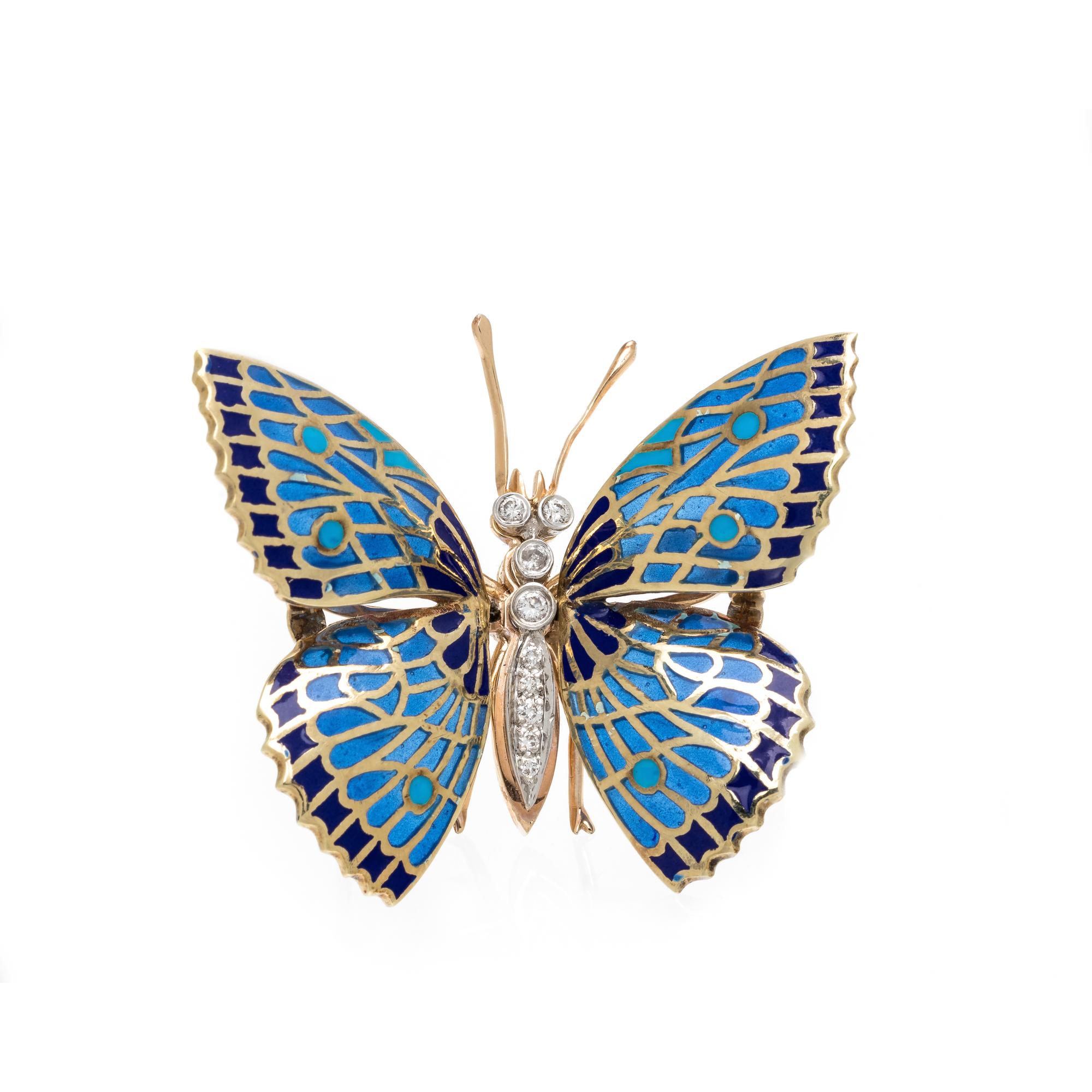 PLIQUE-À-JOUR ENAMEL AND DIAMOND BUTTERFLY BROOCH