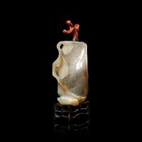 A Chinese Mother of Pearl 'Melon' Snuff Bottle, 19th Century — 清晚期 貝母雕瓜形鼻烟壺