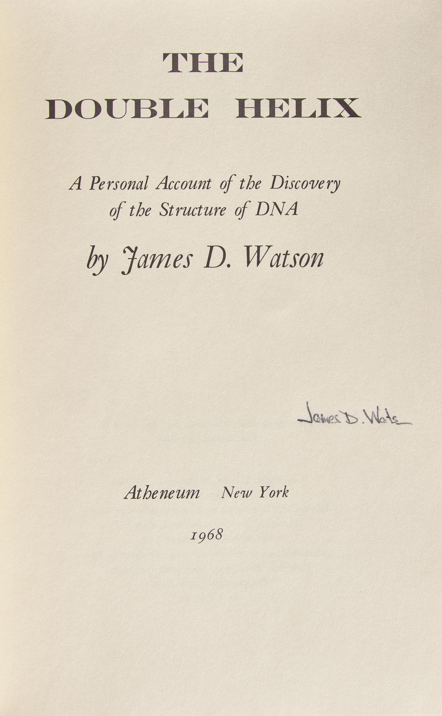 [Science, Medicine & Mathematics] Watson, James D. The Double Helix: A Personal Account of the Discovery of the Structure of DNA