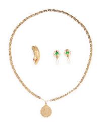 Three Chanel Jewelry Pieces: Earrings and Cuff by Robert Goossens and Pendant Necklace, 1954-74