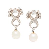 DIAMOND AND CULTURED PEARL EARRINGS