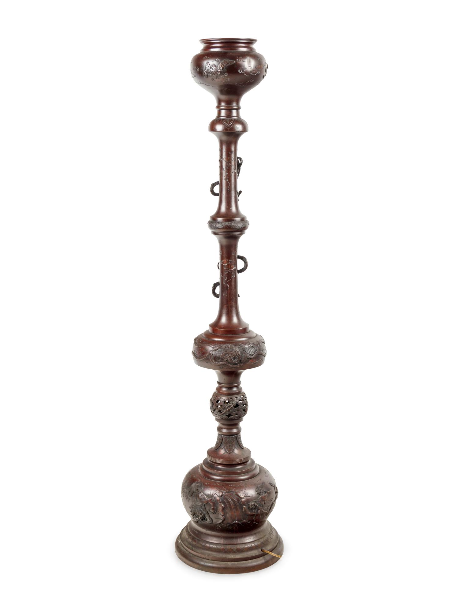 A Japanese Bronze Torchere
