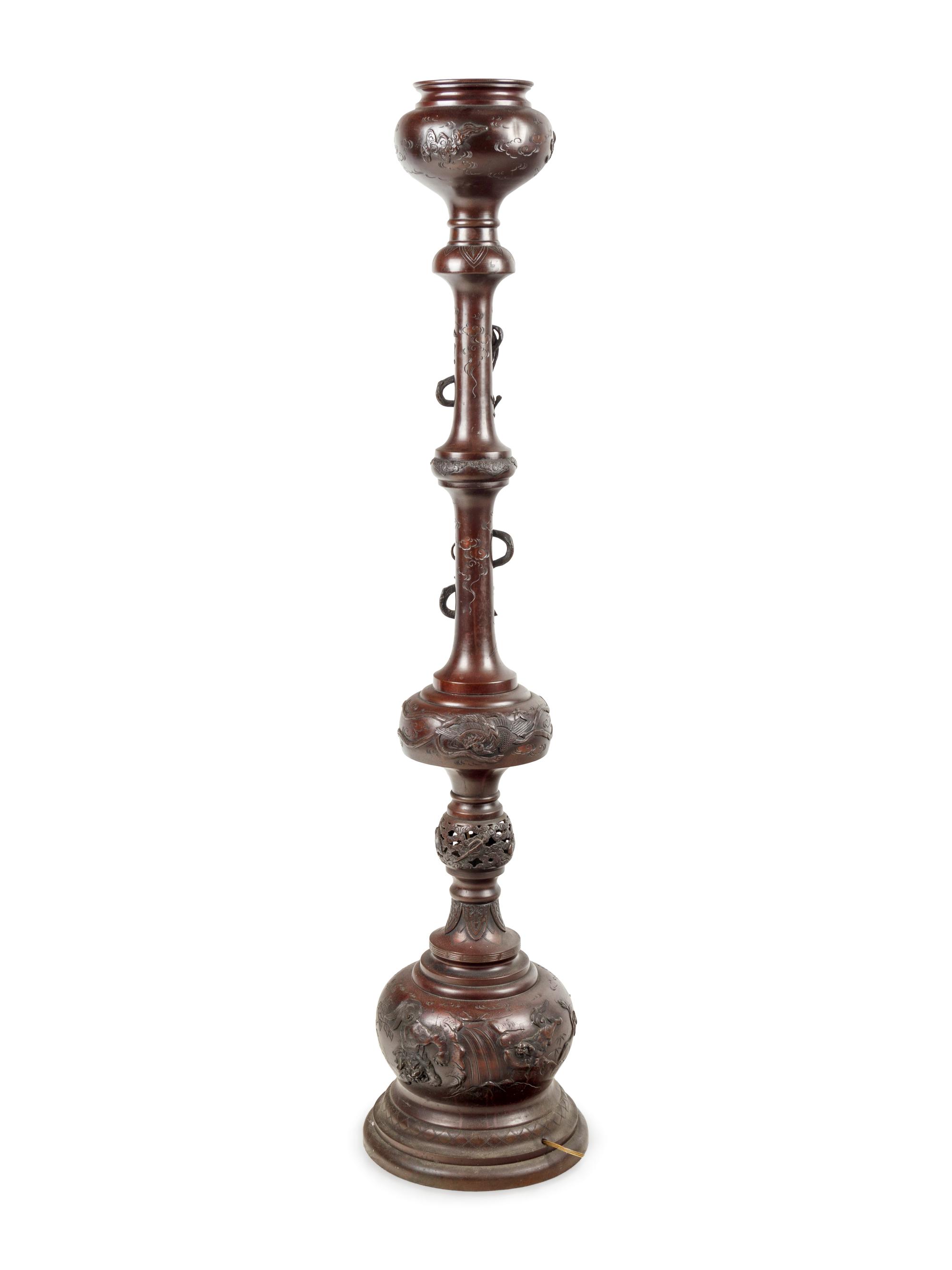 A Japanese Bronze Torchere