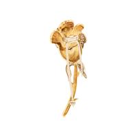 YELLOW GOLD AND DIAMOND ROSE BROOCH