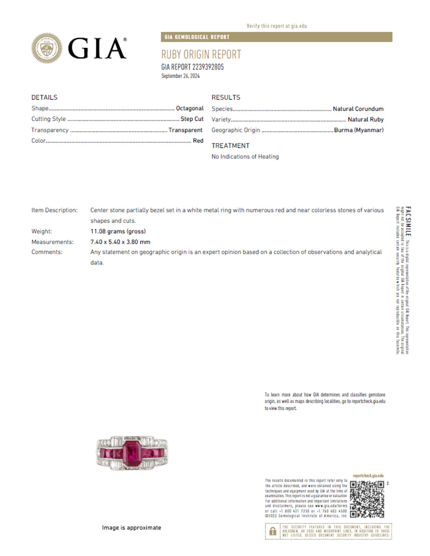 LATE ART DECO BURMESE RUBY, DIAMOND AND RUBY RING