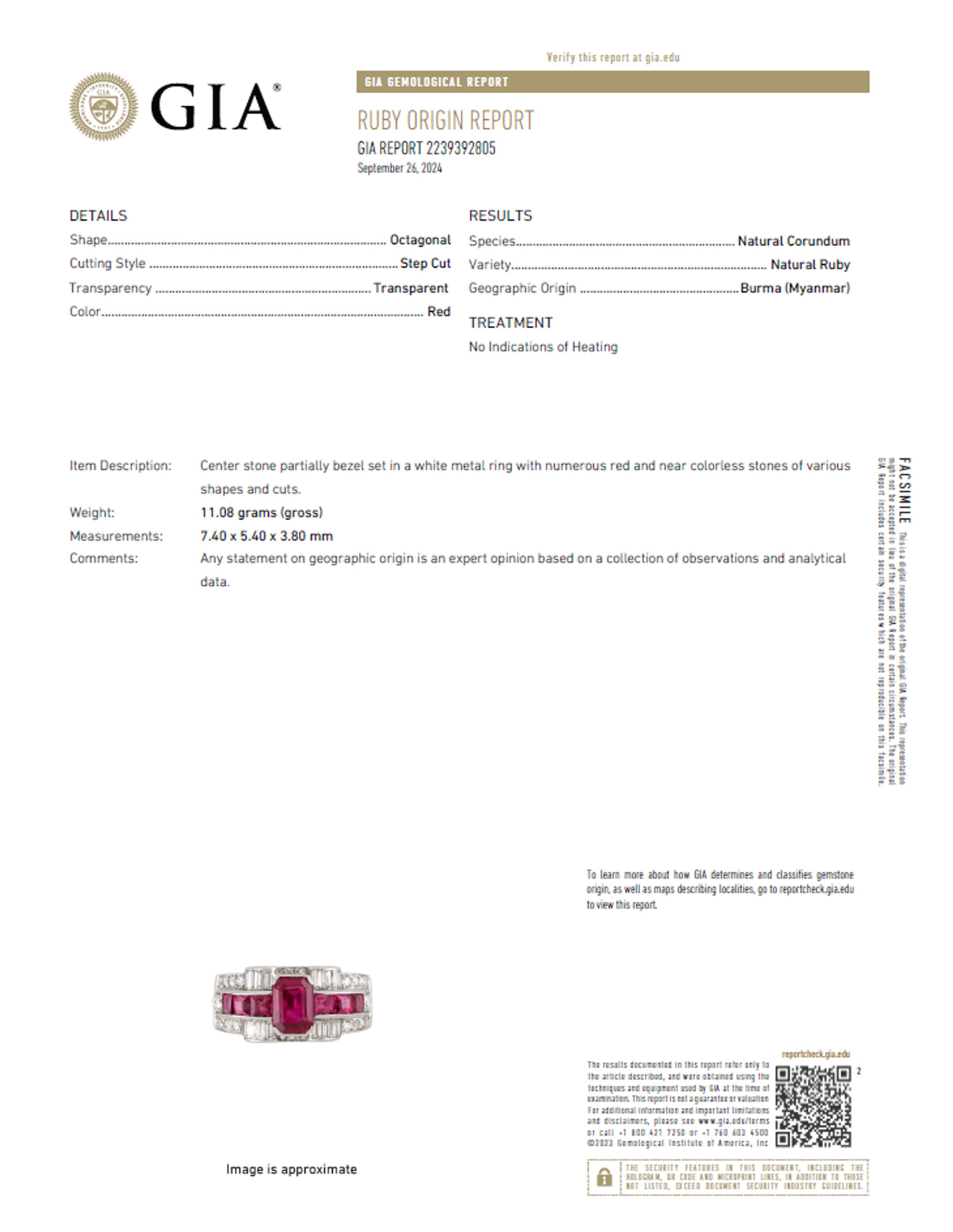 LATE ART DECO BURMESE RUBY, DIAMOND AND RUBY RING