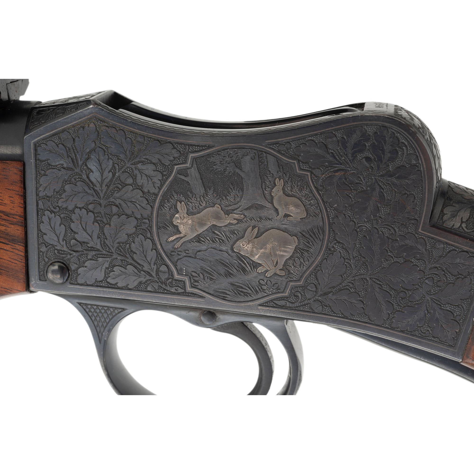 **C.C. Johnson Upgraded Engraved Martini Rifle in .218 Bee Improved with Unertl Scope