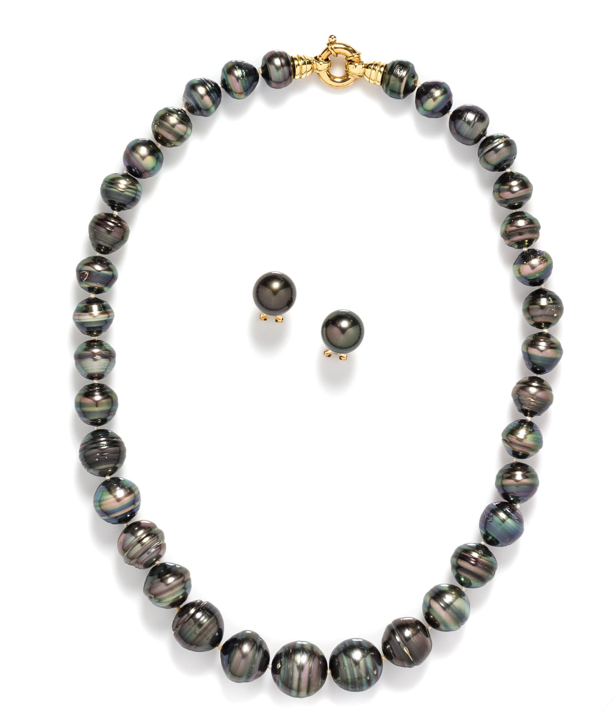 A Collection of 14 Karat Yellow Gold and Cultured Baroque Pearl Jewelry,