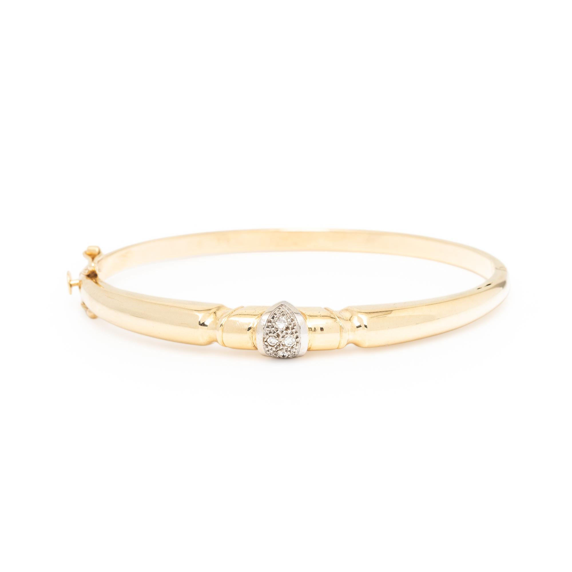 Three Yellow Gold and Diamond Bangle Bracelets