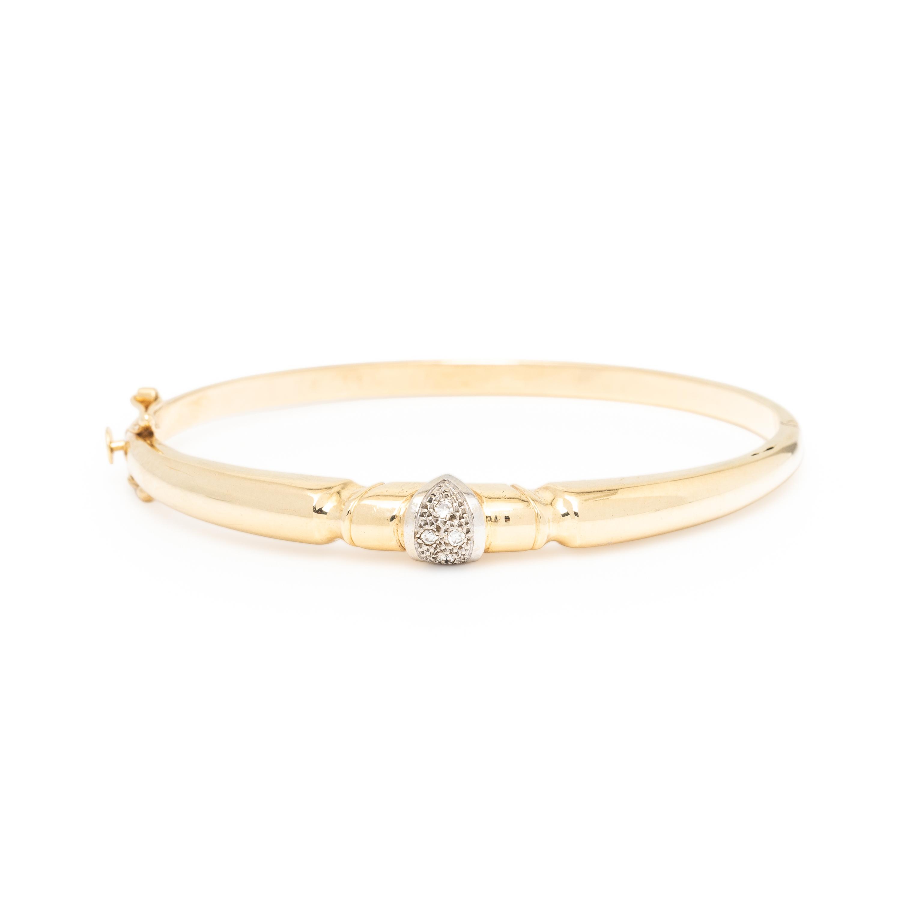Three Yellow Gold and Diamond Bangle Bracelets