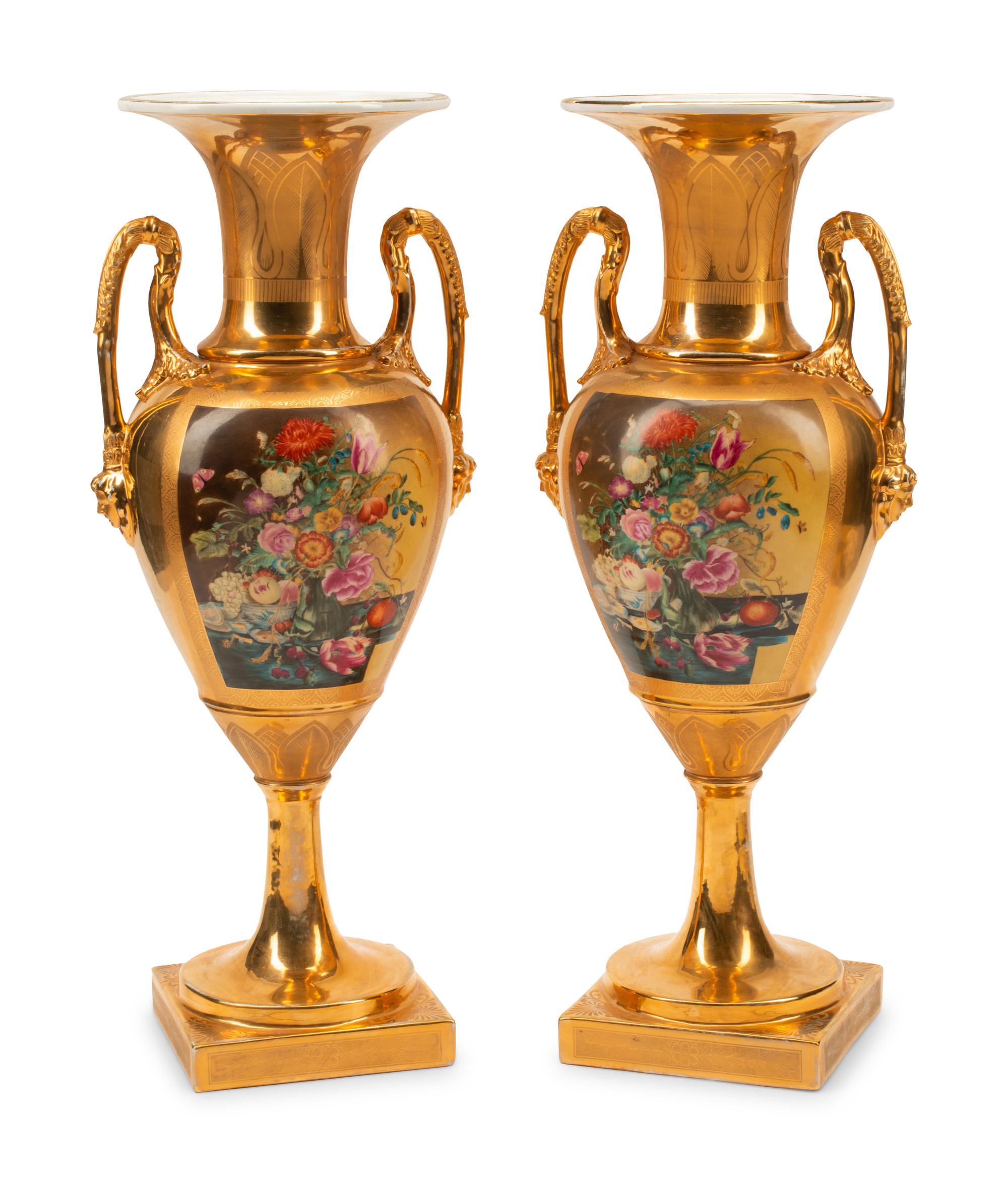 A Pair of German Porcelain Vases